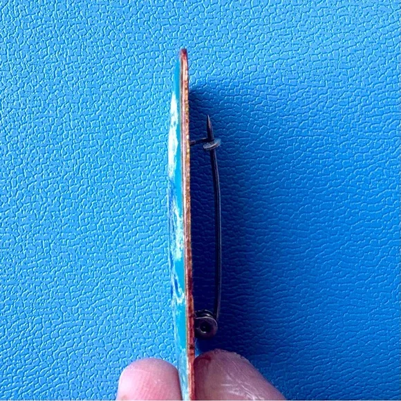 Vintage Enamel on Copper Brooch - Picture 4 of 5